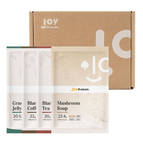 JoyProtein 優萃生技 高蛋粉包綜合12入(咖啡. 紅茶. 仙草. 菇菇 四款各3入)