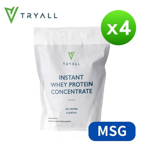 TRYALL 無添加濃縮乳清蛋白 (MSG分裝) (1kg/袋)x4