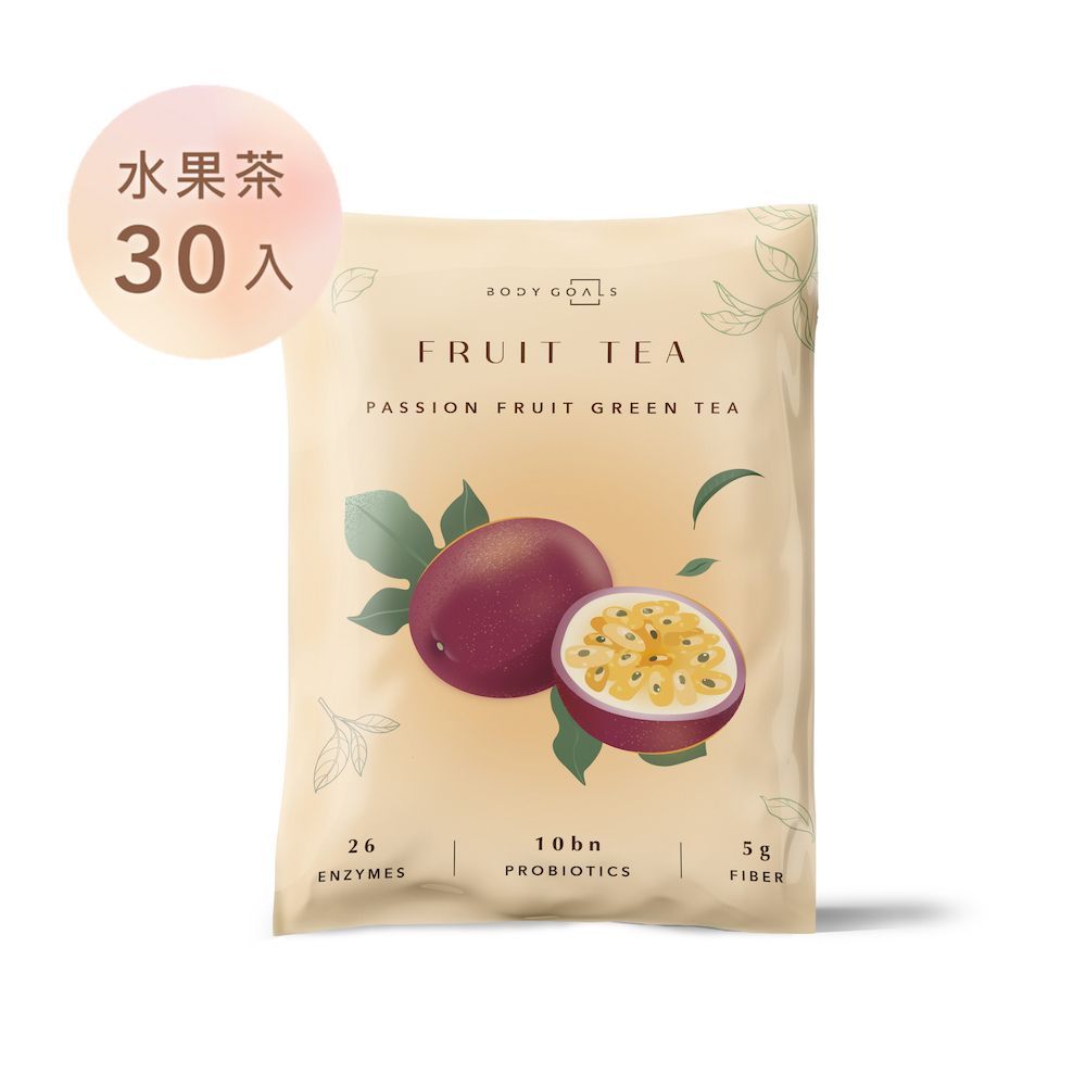 Body Goals 高酵輕孅水果茶-百香綠茶口味 隨手包30入組(24g/包30包/盒)