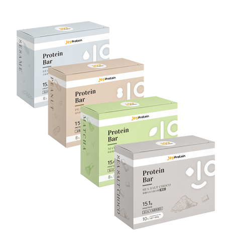 JoyProtein 優萃生技 蛋白棒四種口味各一盒(海鹽巧克力、花生、抹茶、芝麻)