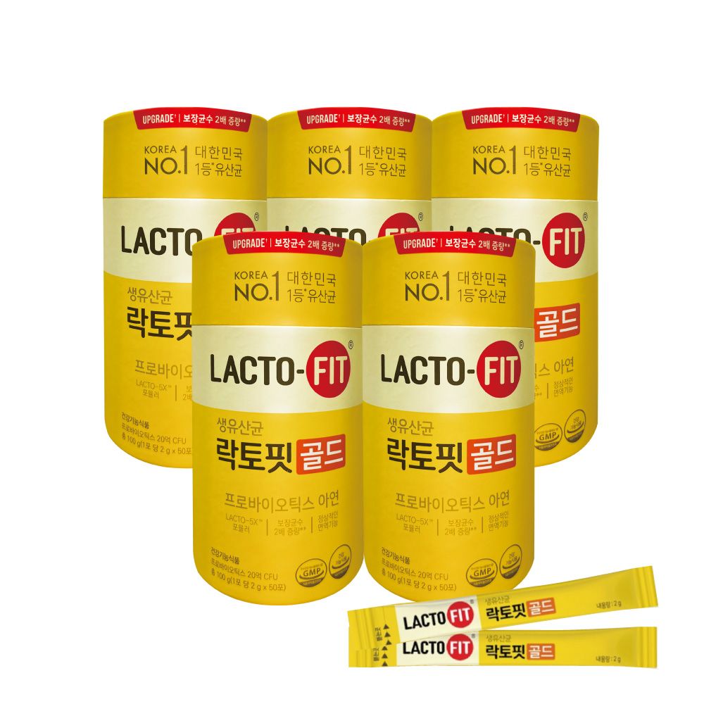 韓國鍾根堂 LACTO-FIT GOLD升級版 益生菌 大童及成人款-5入組(共250包)