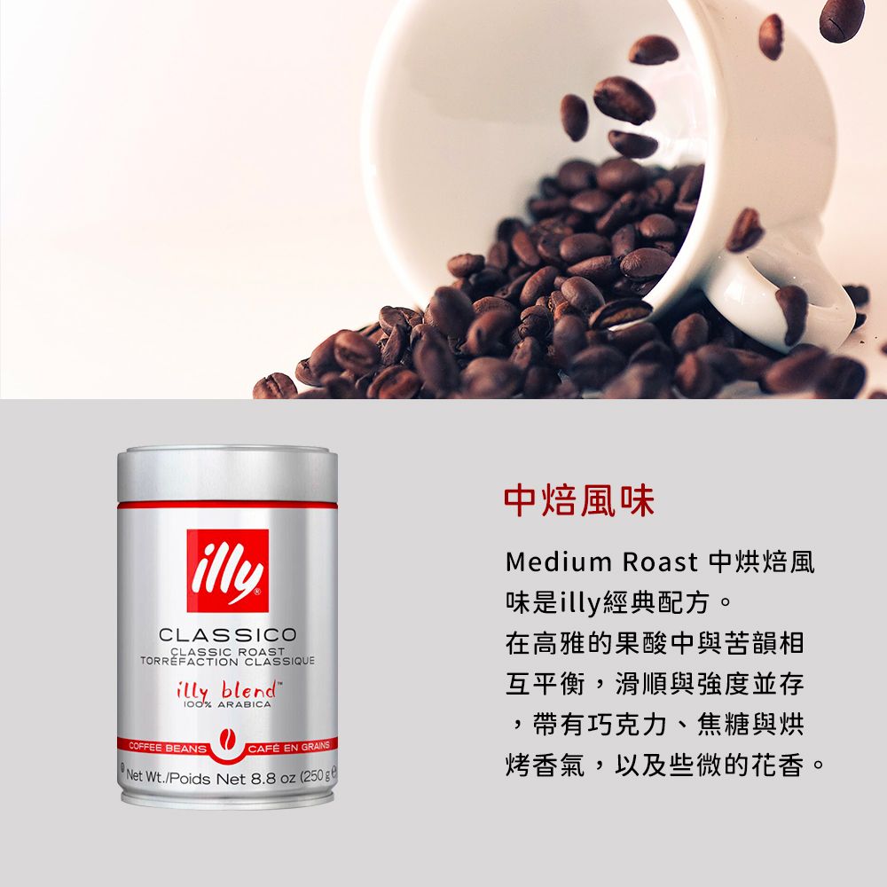 ILLY 經典中焙咖啡豆250gx2罐