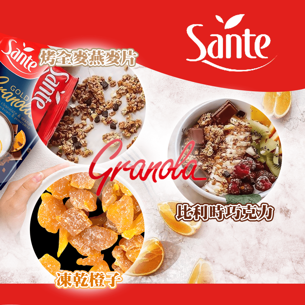 SANTE 口味新上市【波蘭珊德】金牌脆粒果麥-柑橘可可