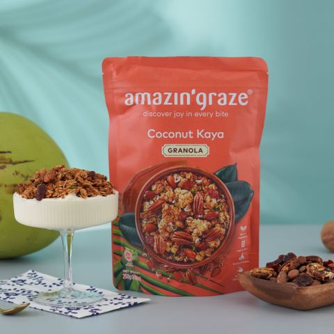 Amazin graze堅果穀物燕麥脆片250g-蘋果脆片口味(高纖、非油炸) 椰子絲、胡桃、蔓越莓乾