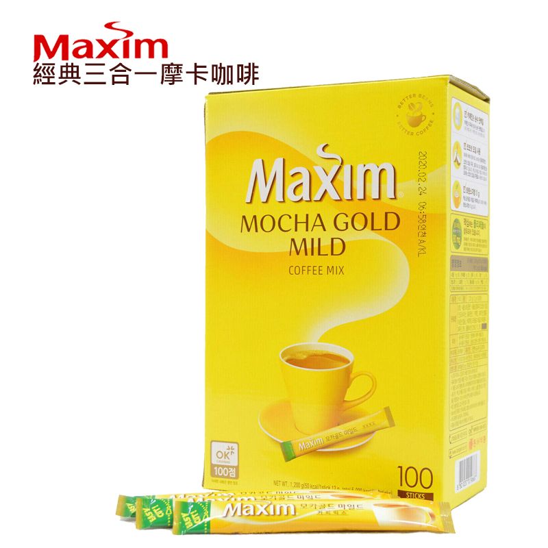 Maxim 邑通 韓國原裝  摩卡三合一咖啡 隨身包 (12g100入/盒) 沖泡咖啡 午茶點心推薦 沖調咖啡