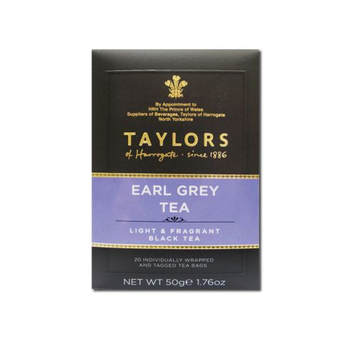 英國TAYLORS泰勒茶-皇家伯爵茶包20入/盒(EARL GREY TEA紅茶葉,清新柑橘香,適合調製成鮮奶茶,雨林聯盟/女王皇家認證)