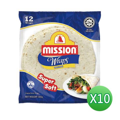 【Mission】10吋 墨西哥薄餅 840g(12片)*10入組 效期2024.07.11(全素) 墨西哥餅皮 墨西哥捲餅