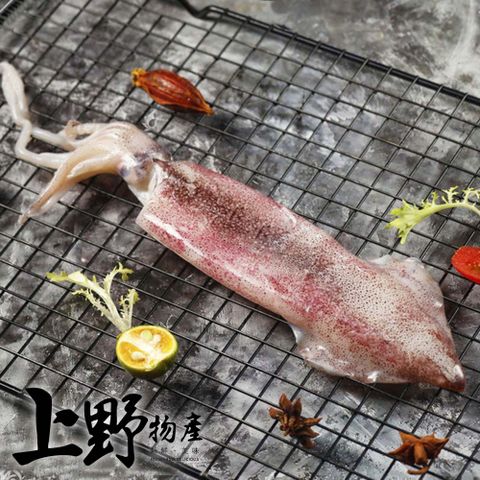 【上野物產】台灣產 鮮凍生鮮魷魚冰捲（250g±10%/隻）x6隻