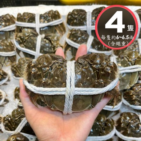 華得水產 活蟹直送 江蘇大閘蟹(公 4隻_6~6.5兩/隻 )-7天內到貨