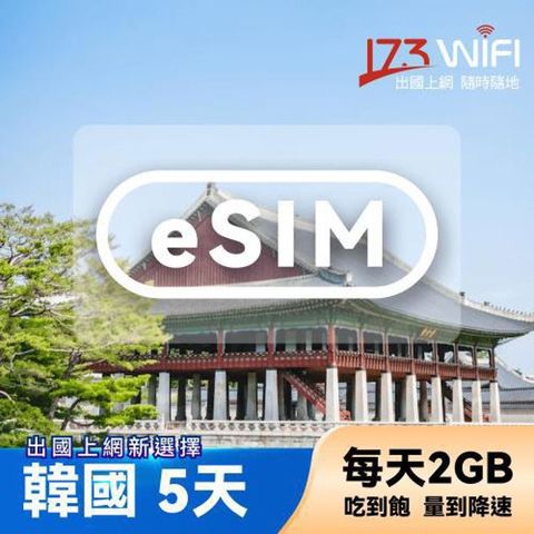 173WIFI eSIM-韓國5日吃到飽兌換券