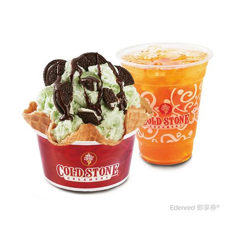 ▼抗漲國民美食 全台適用▼【COLD STONE】大杯經典冰淇淋套餐(含原味脆餅及紅茶)