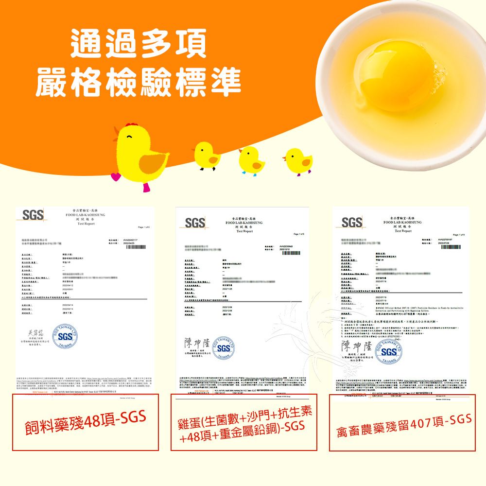 通過多項嚴格檢驗標準SGS食品。FOOD LB  SGS食品實驗室FOOD LB SGSFOOD LAB   ASGS陳坤隆飼料藥殘48項-SGS雞蛋(生菌數+沙門+抗生素+48項+重金屬鉛銅)-SGS A報告測試結果不對,陳坤隆 禽畜農藥殘留407項-SGS