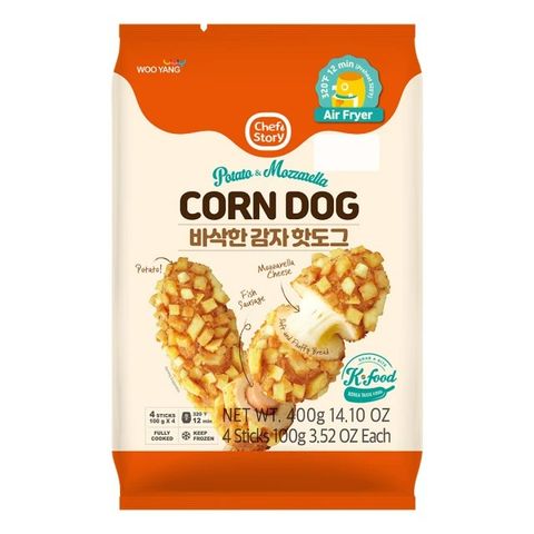 韓國Wooyang 冷凍馬鈴薯起司魚香腸熱狗(4入/400g)/袋