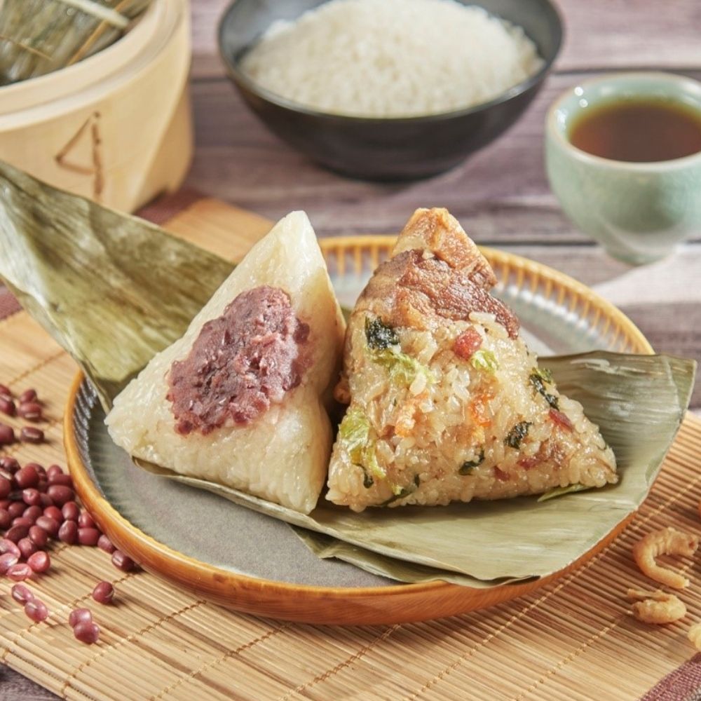紅豆食府 綜合雙享粽4入禮盒(上海菜飯鮮肉粽/豆沙粽各2入)