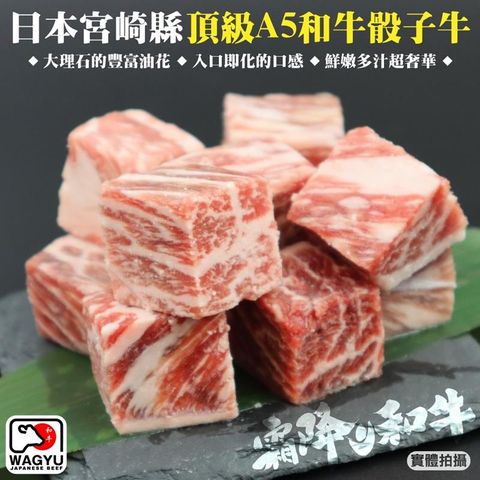 【海肉管家】日本宮崎A5和牛骰子牛 共2包(120g/包)