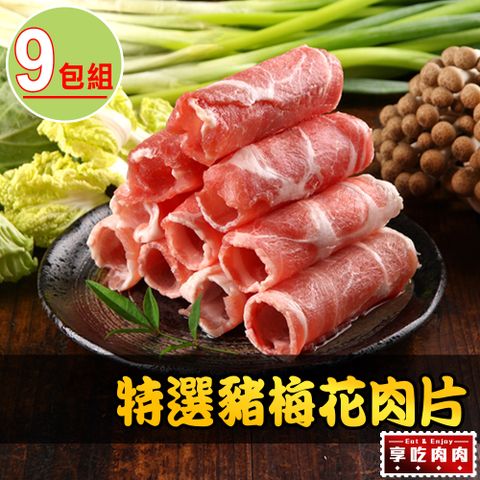 愛上吃肉 【享吃肉肉】特選豬梅花肉片9包組(200g10%/包)