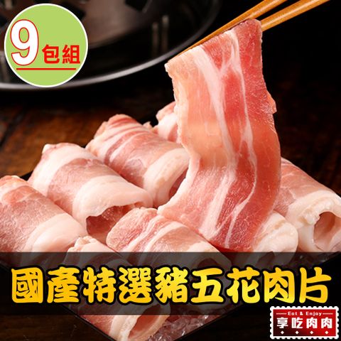 愛上吃肉 【享吃肉肉】國產特選豬五花肉片9包組(200g10%/包)