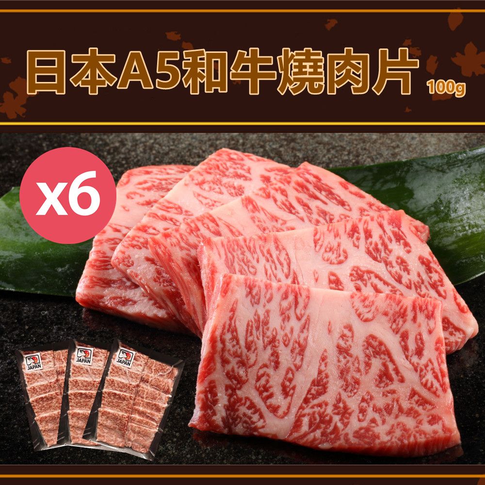  【日本和牛】日本頂級A5和牛燒肉片100gX6盒(肉質鮮嫩/入口即化)