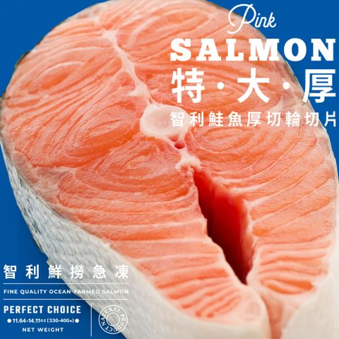 【元家Yens】特·大·厚·智利鮮撈急凍｜厚切鮭魚輪切片 淨重330-400g±10%/片 1片 很厚沒腥味，好吃又健康