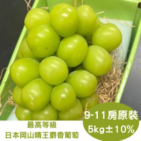 RealShop 真食材本舖 最高等級日本岡山晴王麝香 原裝箱 9-11房入/5kg10% (原裝進口 高級水果)