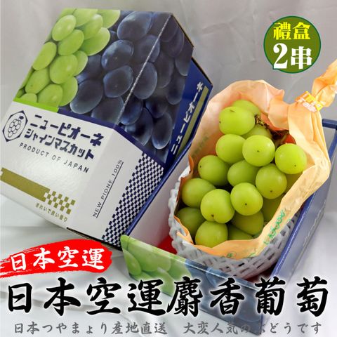 【WANG 蔬果】日本空運麝香葡萄(2串禮盒_450-500g/串)