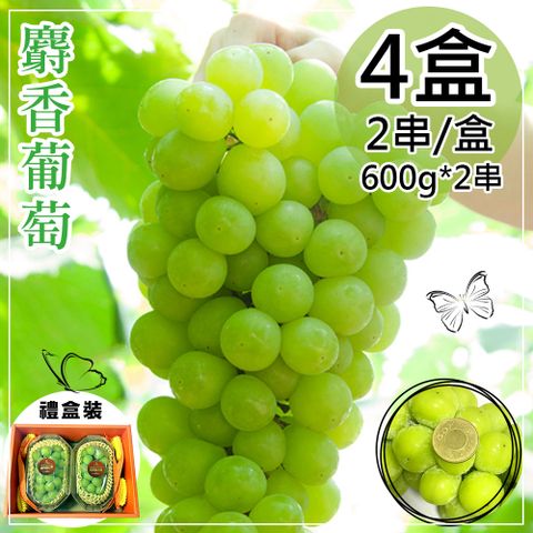 【一等鮮】韓國麝香葡萄禮盒4盒(600gx2串/盒)