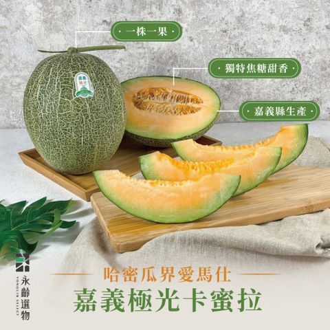 永齡選物 嘉義極光卡蜜拉哈密瓜1.2kg(1入/盒)