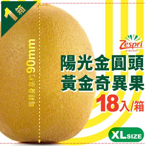 【紐西蘭Zespri】陽光金圓頭•黃金奇異果｜XL特大果 18入/箱(3.3kg)．1箱
