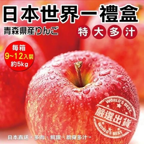 WANG蔬果 日本青森縣3XL世界一蘋果(原裝9-12入/約5kg)