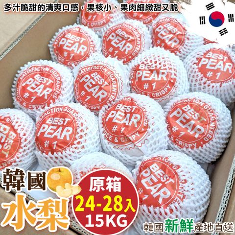 WANG蔬果 韓國水梨特大顆(原裝24-28入/約15kg)