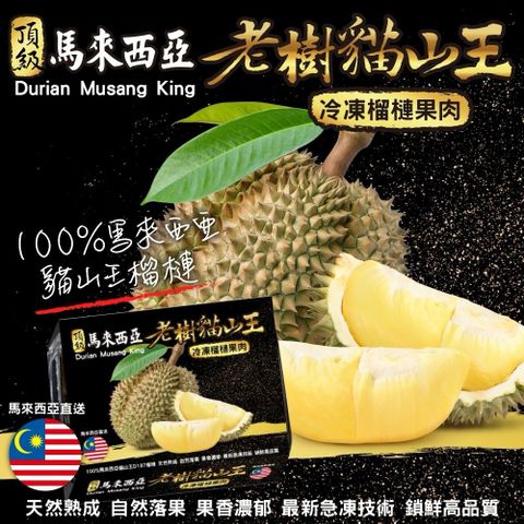 【WANG 蔬果】馬來西亞老樹貓山王榴槤(1盒_400g/盒 冷凍榴槤/貓山王)