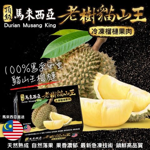 WANG蔬果 【WANG 蔬果】馬來西亞老樹貓山王榴槤(1盒_400g/盒 冷凍榴槤/貓山王)