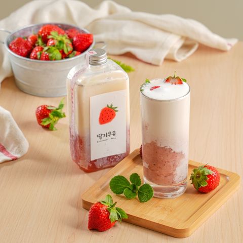 草莓季【細鳳果茶坊】繽紛草莓牛奶(350ml/罐)*12罐