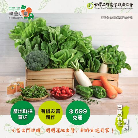 【機善小農_蔬菜箱】台南市新化青農_經濟箱10件(有機友善/產地鮮採直送/支持家鄉好農產)