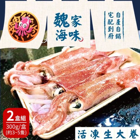 【魏家海味】基隆八斗子鮮凍生大卷(300g/盒 約3-4隻) 2盒組