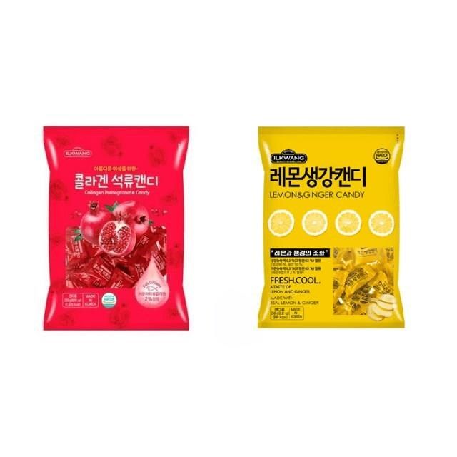  韓國 ILKWANG 檸檬生薑糖 250g/包+石榴糖 250g/包(各二包)