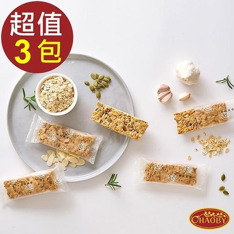 【南紡購物中心】 【超比食品】輕纖系列燕麥棒-義式香蒜6支 X3盒