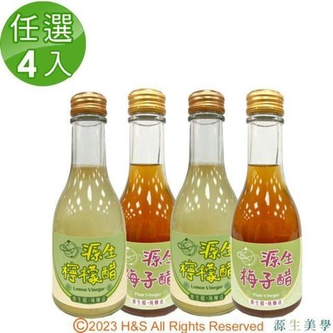 【南紡購物中心】 【源生美學】濃縮果醋(檸檬/梅子)175ml/瓶  任選4入