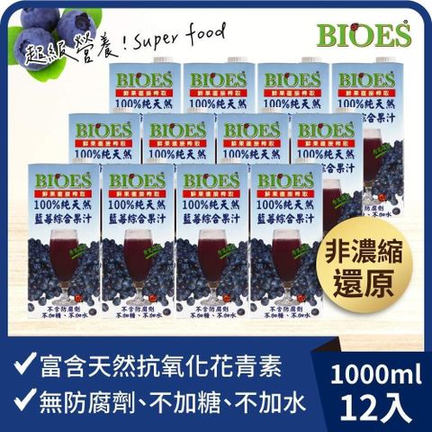 【南紡購物中心】 【囍瑞】100%純天然藍莓汁綜合原汁(1000ml)-12入組