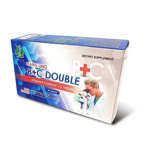 無品牌 【南紡購物中心】 康齡B+C1000mg DOUBLE PLUS膜衣錠(30粒/盒) 綜合B群 維他命C1000mg 美國進口 素食