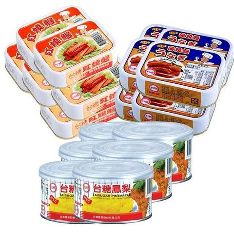 【台糖】鰻鰻萊拜拜(紅燒鰻魚+日式鰻魚+鳳梨罐各2束)