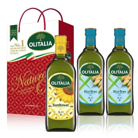 Olitalia 奧利塔 玄米油禮盒1組 贈1瓶葵花油 (1000ml/罐)