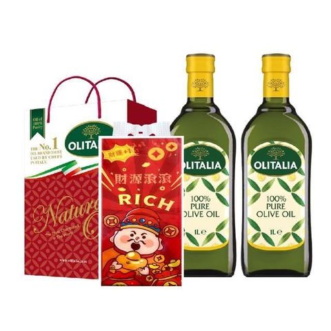 Olitalia奧利塔橄欖油1000ml禮盒1組 (2罐/組) 送彩袋衛生紙1500抽1串