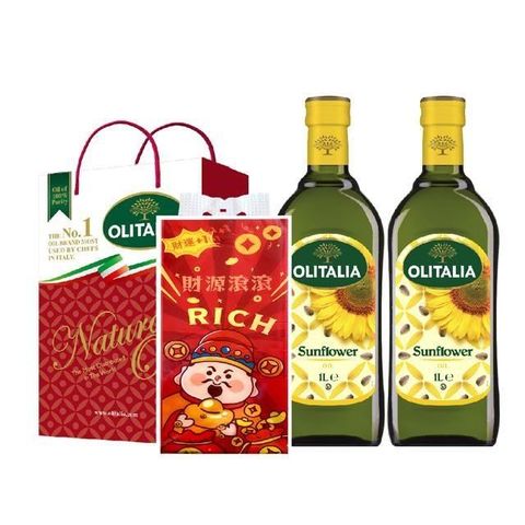 Olitalia奧利塔葵花油1000ml禮盒1組 (2罐/組) 送彩袋衛生紙1500抽1串