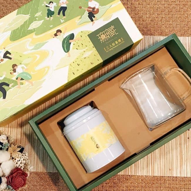 Wu Tsang 無藏茗茶 【無藏嚴選】開花茶6顆綜合花型X1鐵罐裝+耐熱玻璃茶壺禮盒組