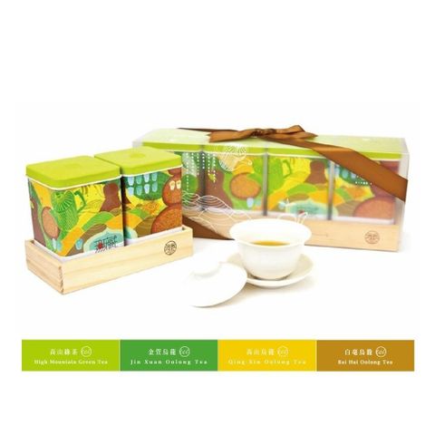 【無藏嚴選】阿里山精緻四入木盒禮─相投─金萱綠+金萱烏龍+高山烏龍+白毫烏龍