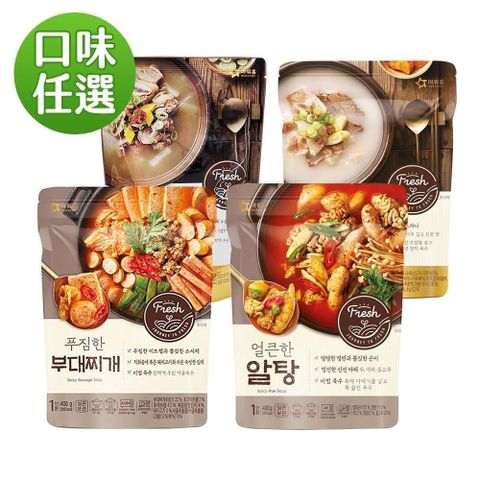 韓味不二 Ourhome湯品400g/包(明太魚湯/部隊鍋/牛排骨湯450g)