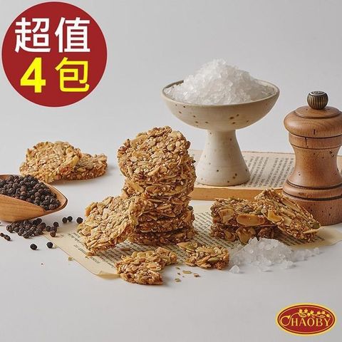 【南紡購物中心】 【超比食品】纖女系燕麥脆片-鹹香椒鹽100g x 4包