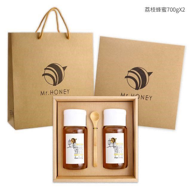 Mr.HONEY 蜂蜜先生 蜂蜜先生 雙饗禮盒(700gX2)-野花蜂蜜+荔枝蜂蜜