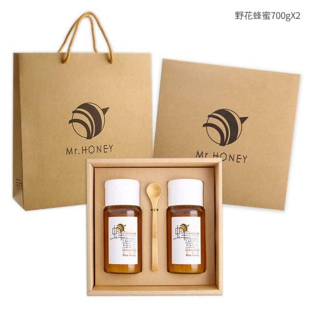 Mr.HONEY 蜂蜜先生 蜂蜜先生 雙饗禮盒(700gX2)-野花蜂蜜+荔枝蜂蜜